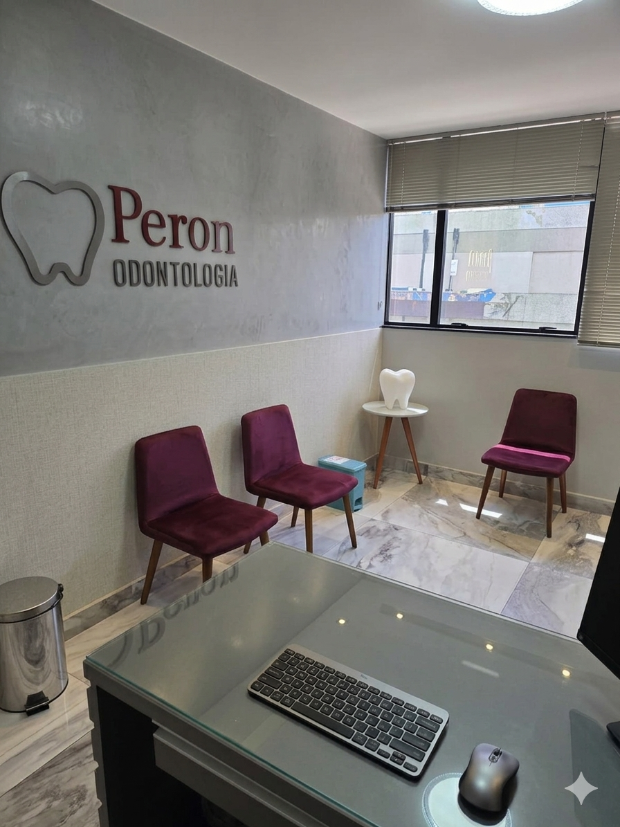 Recepcao moderna da clínica Peron Odontologia